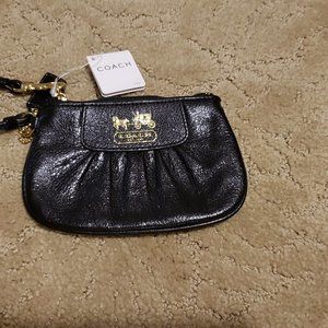 NWT Black Coach leather wristlet